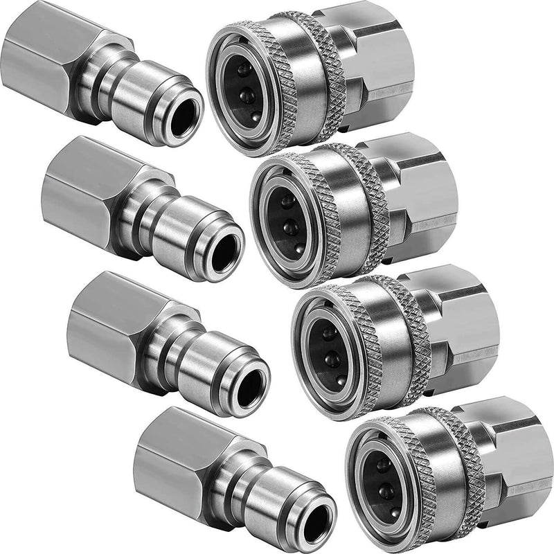 NPT 3/8 Inch Stainless Steel Quick Connector Kit Male Female 8Pcs