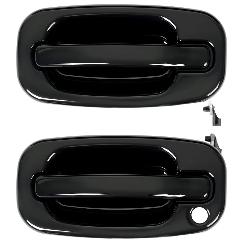 Door Handle Set for Chevy Silverado 1500 1999-2006 Smooth Black Front Outer 2PCS