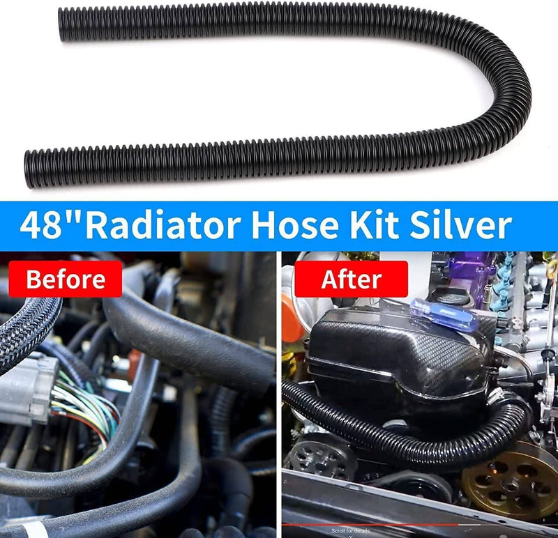 48" Stainless Steel Flexible Radiator Coolant Water Hose with Caps Kit
