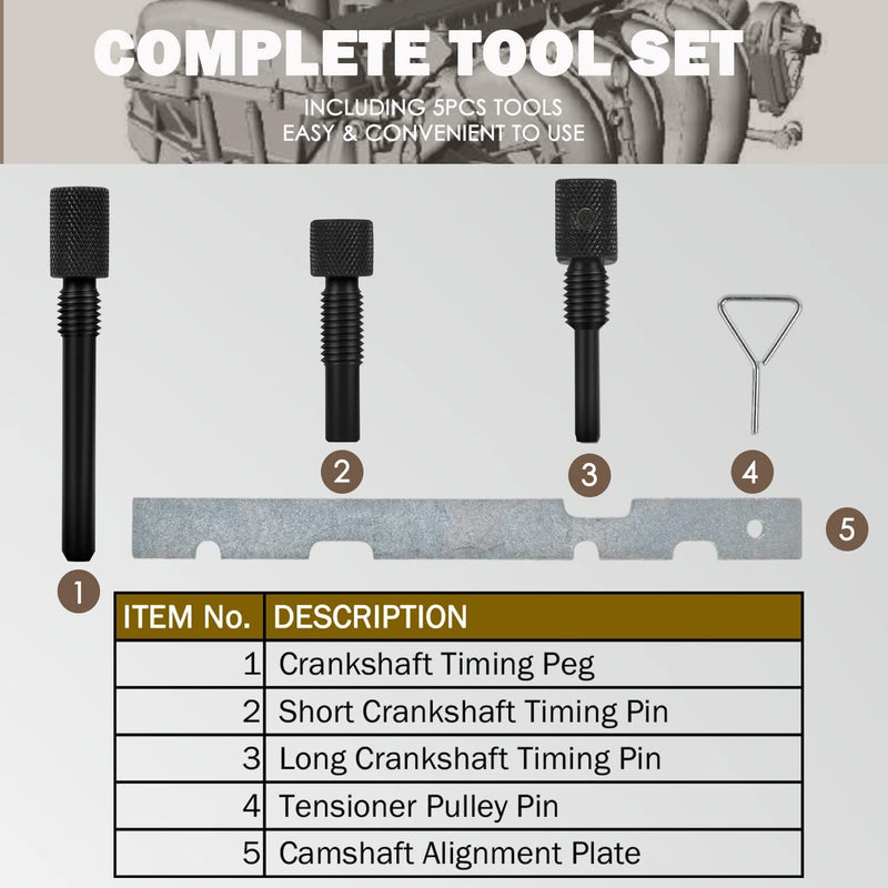 Cam Timing Alignment Tool Kit for Ford Fiesta Focus Mazda Volvo Duratec Engines