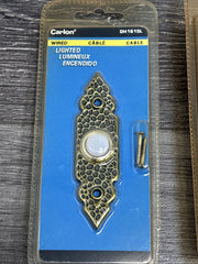 DURAFORCE DH1615L Antique Brass Wrought Iron Lighted Doorbell Button for Carlon 2 Pack