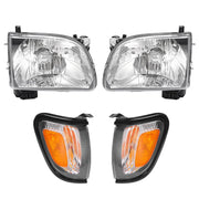 DURAFORCE White Headlights & Black Corner Light for Toyota Tacoma 2001 2002 2003 2004 4Pcs