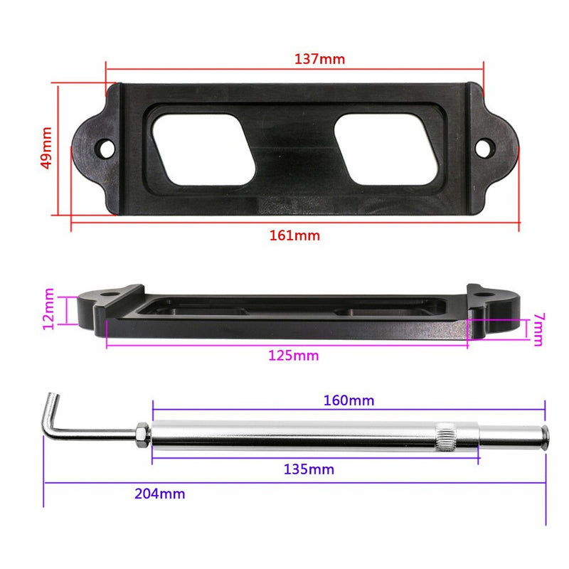 Black Battery Tie Down Kit Hold Down Rod With Tray Hooks for Honda Civic Integra
