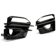 DURAFORCE For 2014-2017 Infiniti Q50 Sport Front Bumper Gloss Black Fog Lights Cover Bezel