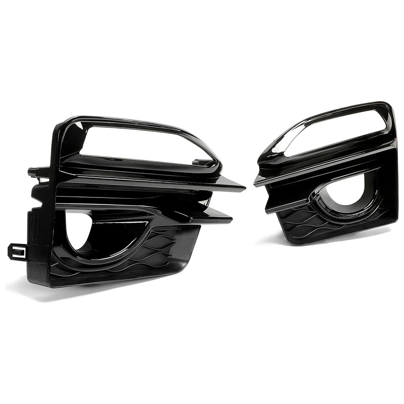 DURAFORCE For 2014-2017 Infiniti Q50 Sport Front Bumper Gloss Black Fog Lights Cover Bezel