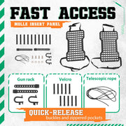 DURAFORCE Versatile Tactical Rigid Molle Insert Panel for Car Seat Back Storage Gun Rack