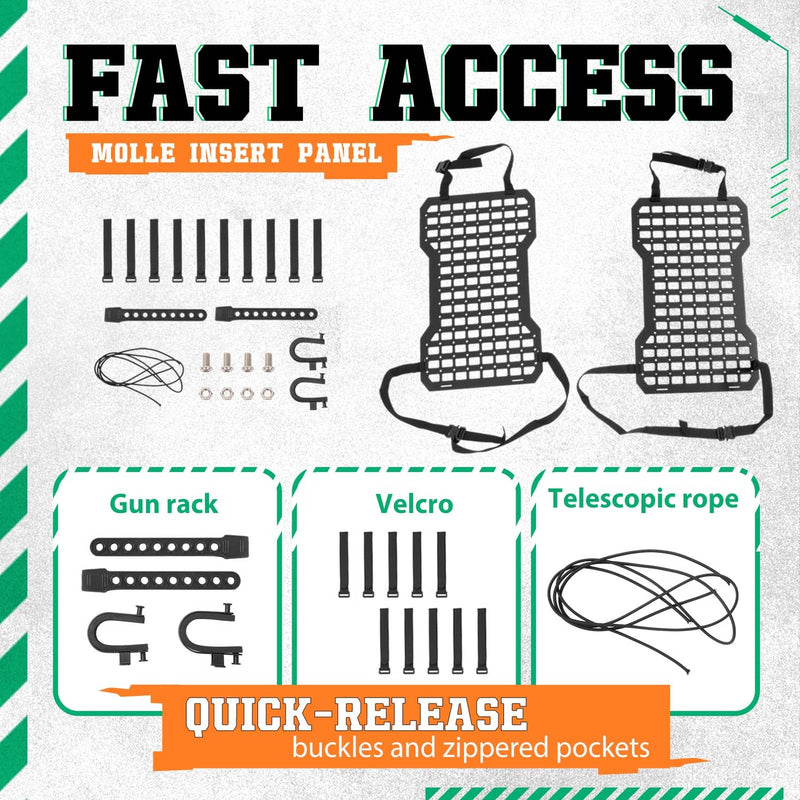 DURAFORCE Versatile Tactical Rigid Molle Insert Panel for Car Seat Back Storage Gun Rack