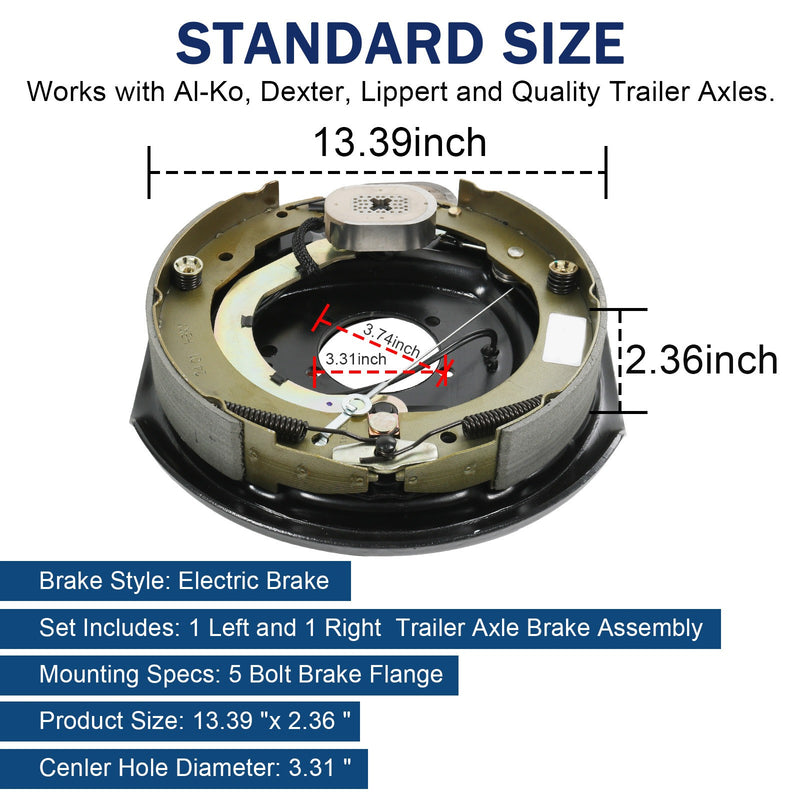 For Dexter Nev-R-Adjust 7000 Self 12" 2 Set Trailer Backing Plate Brake
