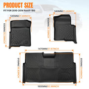 DURAFORCE Floor Mats Set for Ford F-150 SuperCrew Crew Cab 2010-2014 Bucket Seat