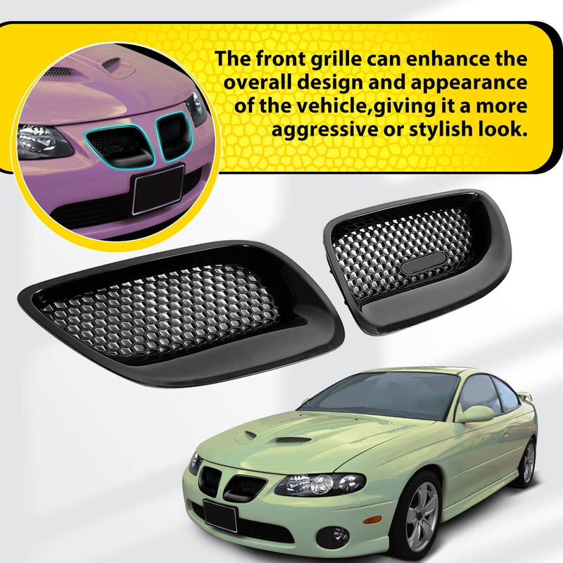 DURAFORCE Front Upper Kidney Grille Insert Left Right Black ABS for Pontiac GTO 2004-2006