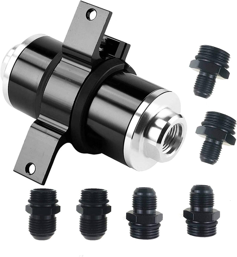 30 Micron Inline Fuel Filter Bracket Billet Aluminum AN6 AN8 AN10 Petrol