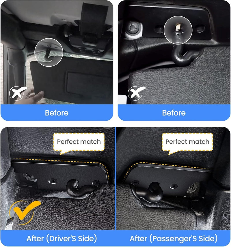 Sun Visor Kit for Jeep Wrangler JK 2018 Wrangler 2018-2023 Gladiator 2020-2023