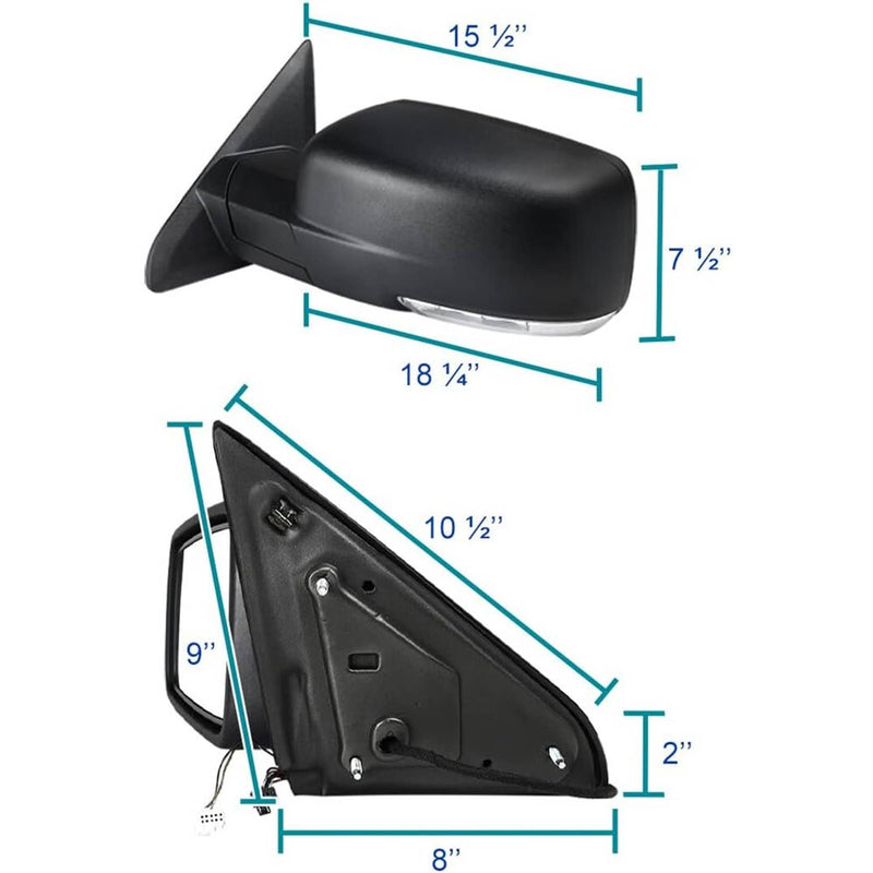 Left Driver Mirror Heated Temp Sensor Power Fold for 2013-2019 Dodge Ram 1500