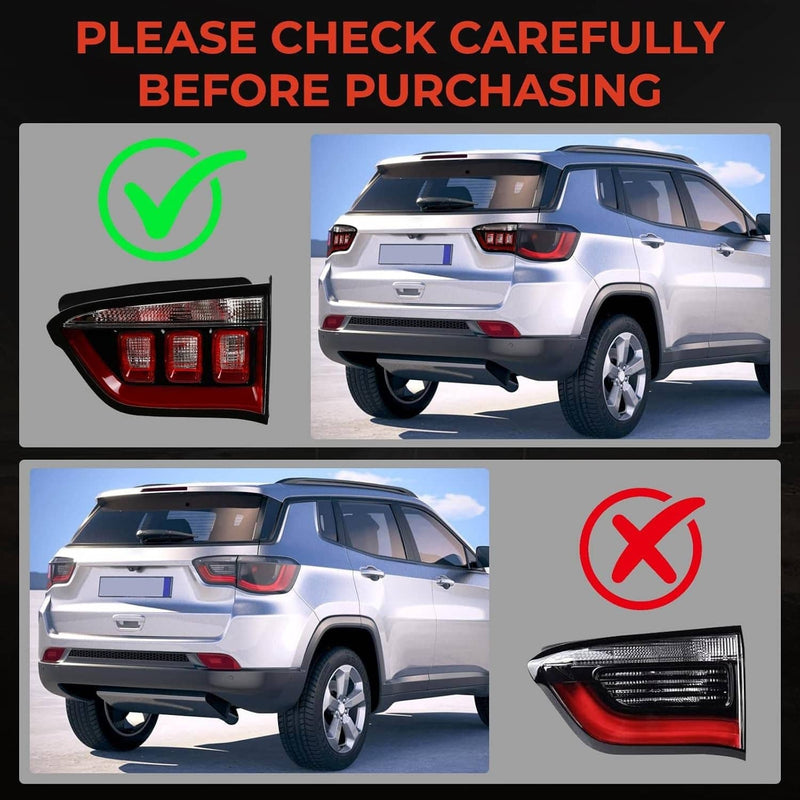 Inner Halogen Tail Light Right Side for Jeep Compass 2017-2026 Aftermarket