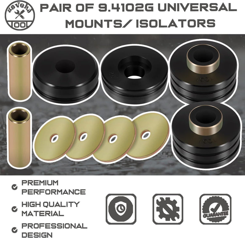 9.4102G Universal Polyurethane Body Mounts Bushings Isolators Black 10-Pack