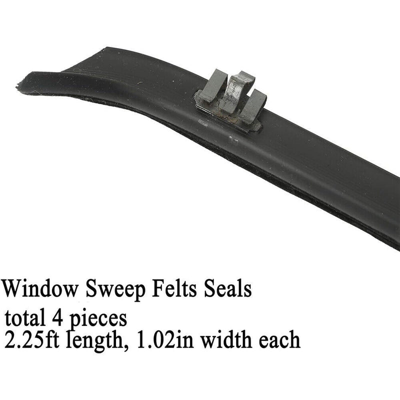 Front Door Window Run Sweep Felts Weatherstrip Seals Kit for Chevy GMC