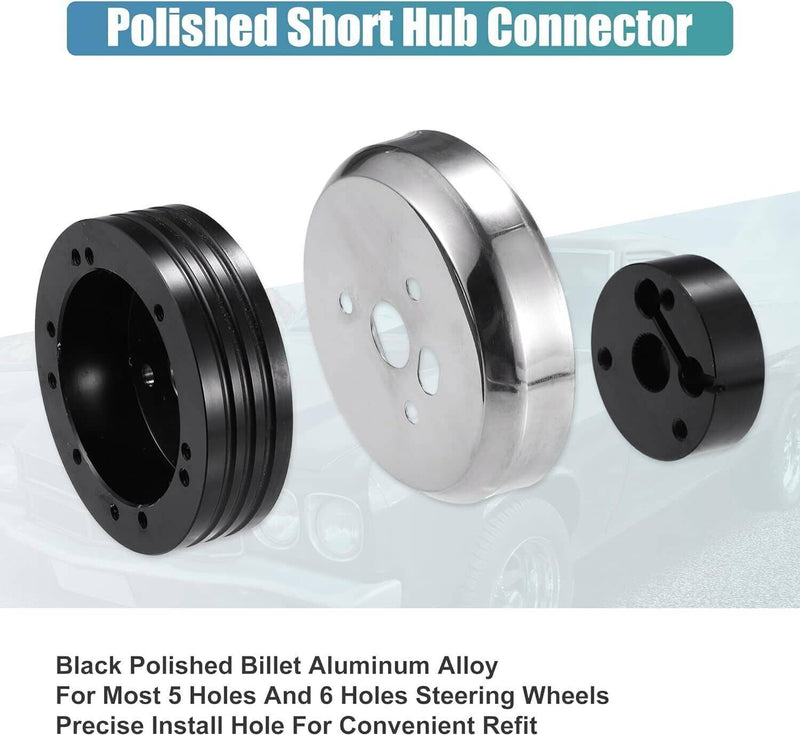 DURAFORCE 5 & 6 Hole Steering Wheel Hub Adapter for Chevy Flaming River Ididit GM Polished