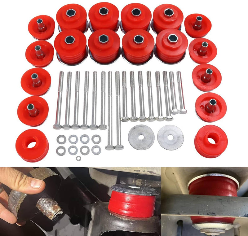 KF04060BK Red Body Mount Bushing Kit for Ford Super Duty F350 2008-2016 2WD 4WD