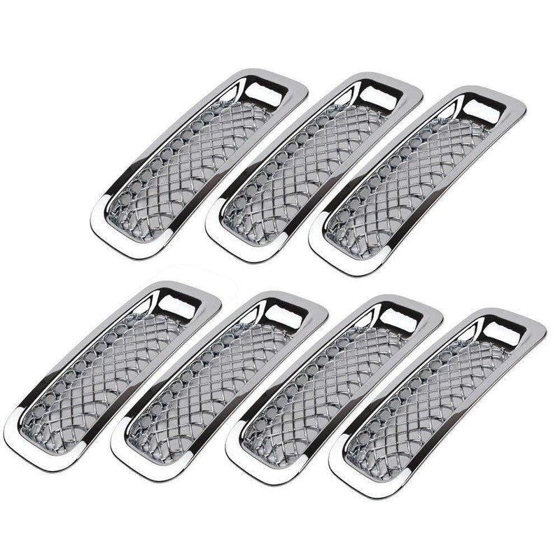 Front Mesh Grille Grill Insert Cover Bezel Kit for Jeep Patriot 2011-2018 7 Pcs