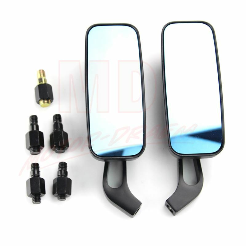 Black Rectangle Rear-View Mirrors for Harley Touring Road Glide Road King, 2x