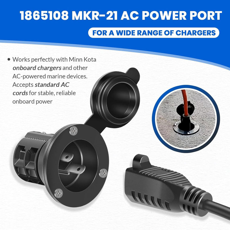 1865108 MKR-21 AC Power Port for Minn Kota Onboard Chargers Black