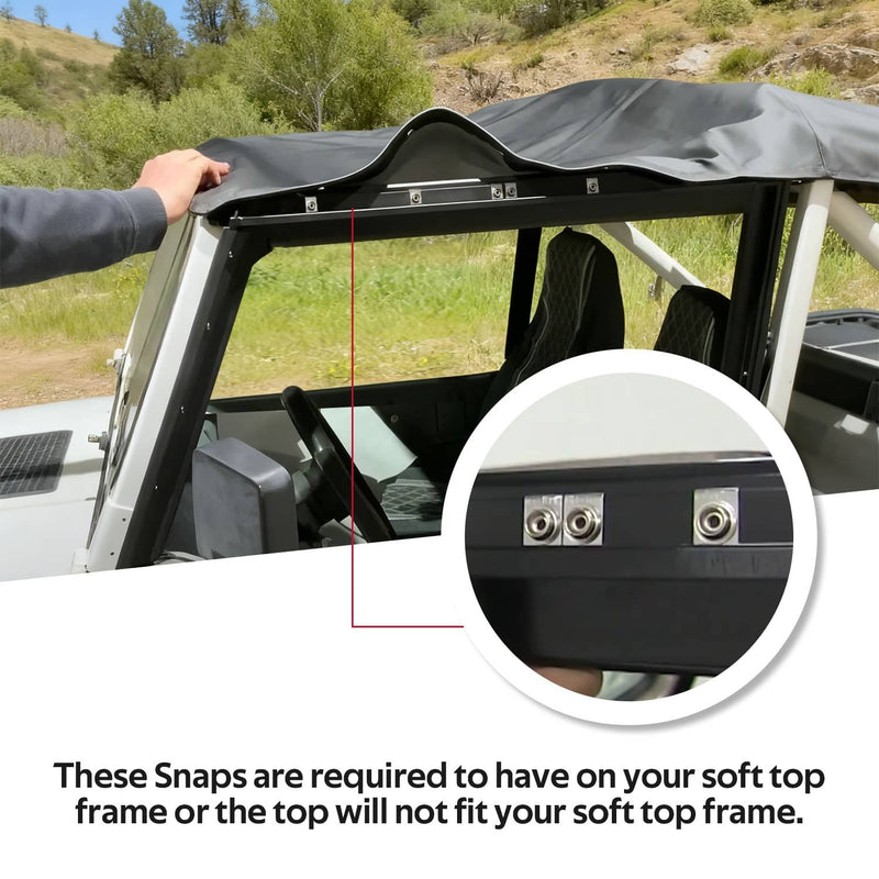DURAFORCE Soft Top Kit Front Upper Half Doors Tinted Windows for Jeep Wrangler YJ 87-95