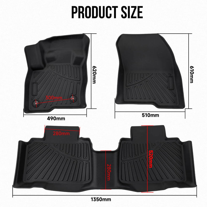 All Weather 3D Mold Floor Mats for Ford Edge 2015-2024 1st 2nd Row Car Liners