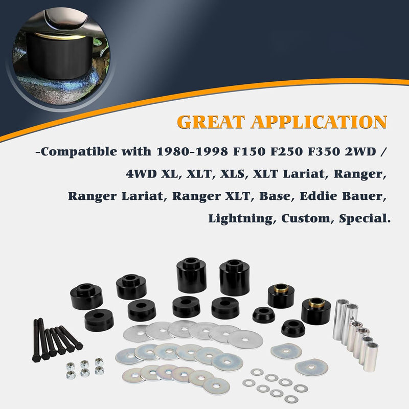 4.4123R Body Mount Bushing Set Kit for Ford F150 F250 F350 2WD 4WD 1980-1998
