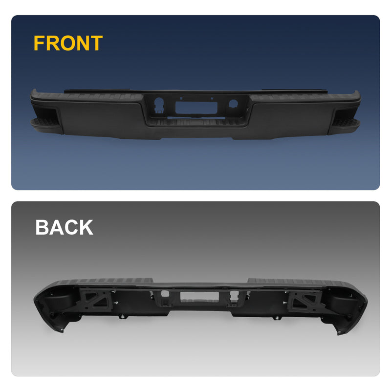 Rear Step Bumper Black without Sensor Hole for Chevy Silverado Sierra 1500 14-18