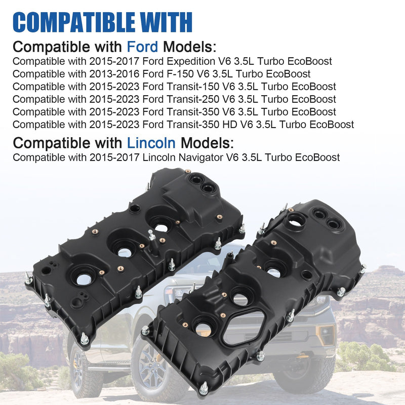 2Pcs Valve Covers for Ford F-150 2013-2016 Expedition 2015-17 3.5L Turbo