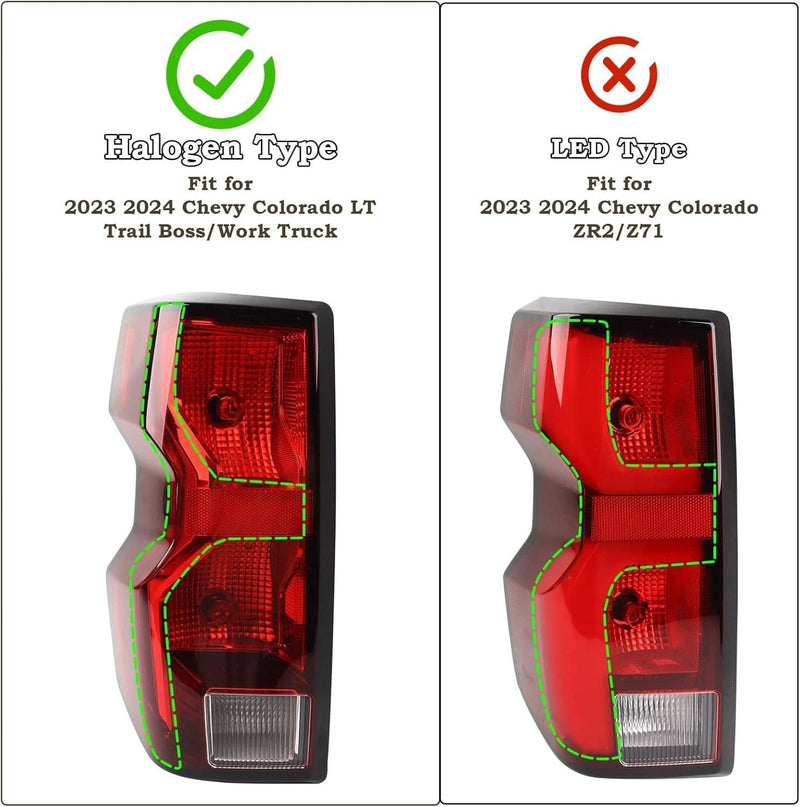 Driver Side Tail Light Halogen with Bulb for Chevrolet Colorado 2023-2024