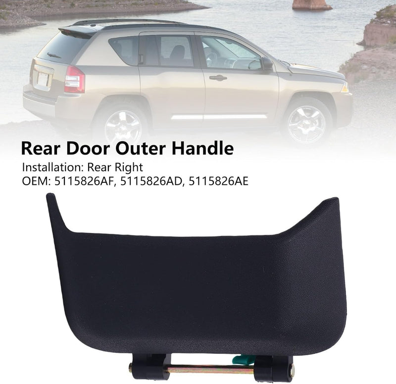 Rear Right Passenger Side Exterior Door Handle Black for 2007-2016 Jeep Compass