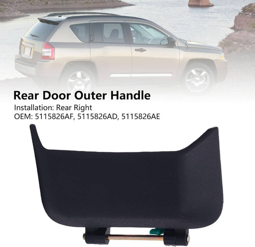 DURAFORCE Rear Right Passenger Side Exterior Door Handle Black for 2007-2016 Jeep Compass