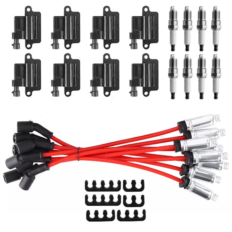 8 Pack Square Ignition Coil and Spark Plug Wire for Chevy GMC 4.8L 5.3L 6.0L 8.1