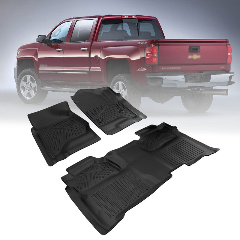 Car Floor Mats Liner for Chevy Silverado Sierra 2500HD 3500HD Crew Cab 2015-2019