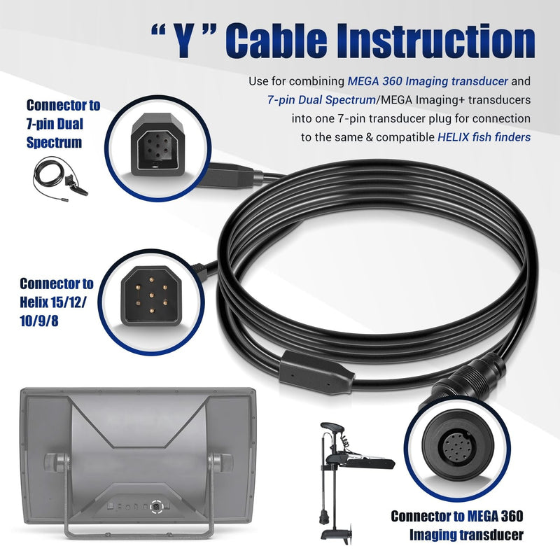720107-1 Transducer Adapter Cable 10ft Replace 9-M360-2-DDI-Y Mega 360 2D MDI