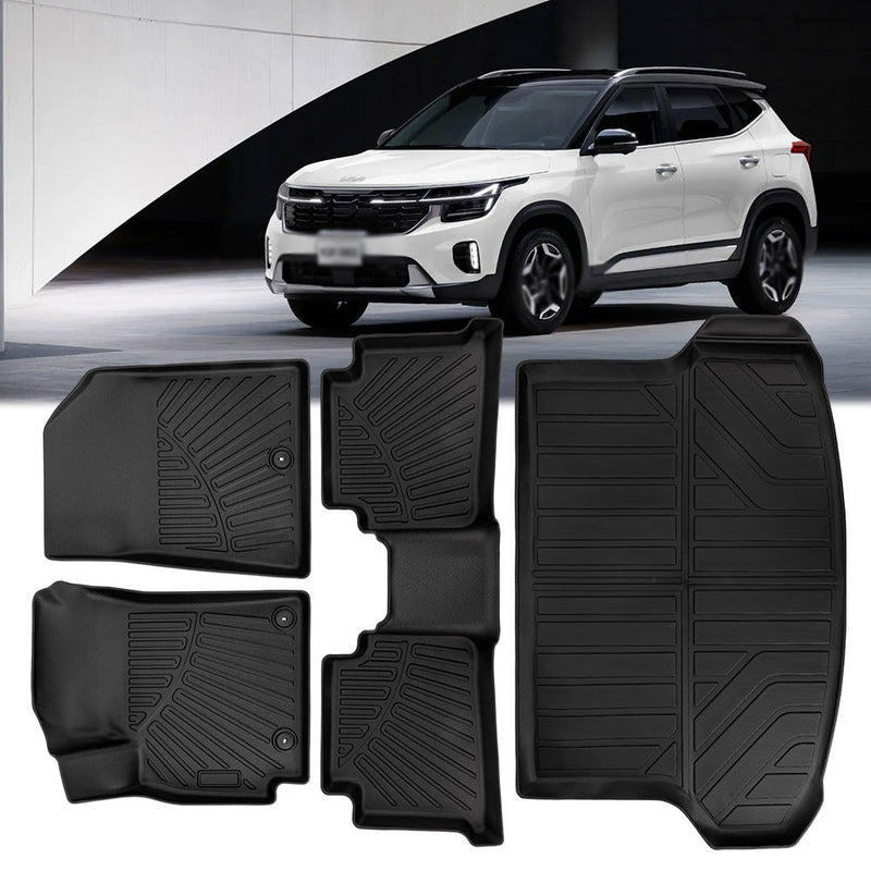 4pcs Floor Mats Liner Set for 2021-2025 Kia Seltos 3D Molded TPE