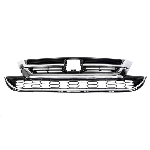 DURAFORCE Front Bumper Upper & Lower Grille ABS Chrome for Honda CRV CR-V 2010 2011