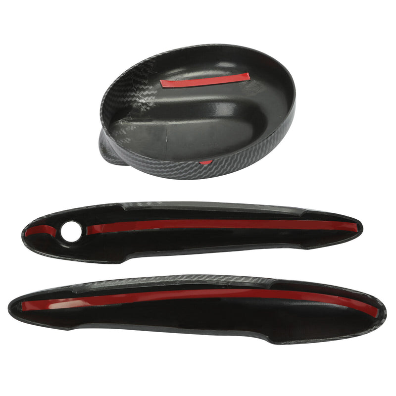 Carbon Style Door Handle Covers Gas Tank Cap for MINI Cooper S R50 R55 R56 06-14