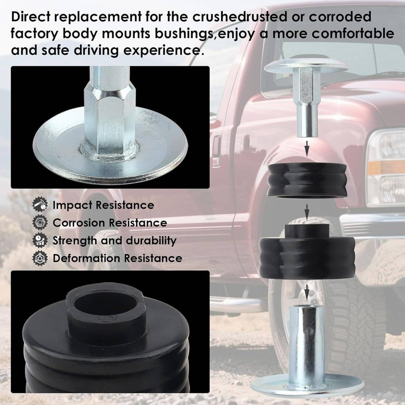 KF04058BK Body Cab Mount Bushings Kit for 99-07 Ford F250 F350 Super Duty Black