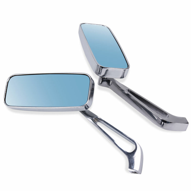 Rectangle Motorcycle Mirrors Custom for Harley Cruiser Chopper Softail Sportster