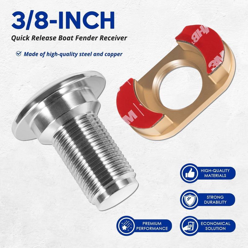 3/8-Inch Quick Release Fender Holder Receiver Set for Boat 3/8-Inch