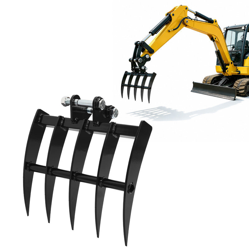 Mini Excavator Attachment Rake 5 Tools for Mini Excavator Heavy Duty Thick