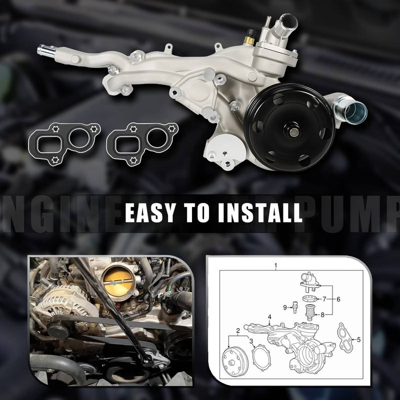 Water Pump with Thermostat for 2014-2020 Chevy Silverado GMC Sierra Cadillac