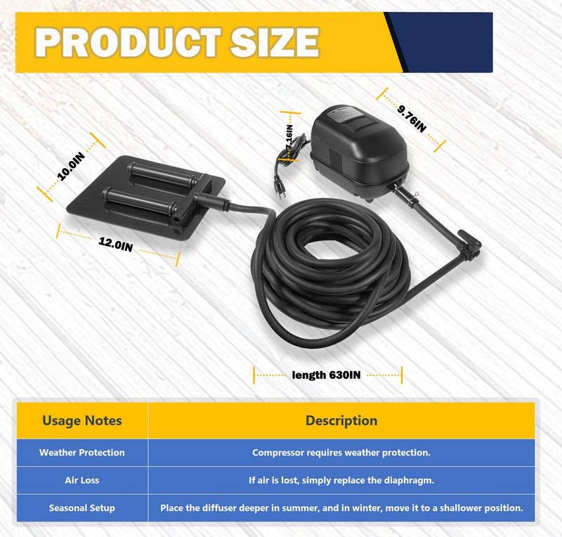 Complete Pond Aeration Kit Fits Water Gardens & Koi Ponds 8,000-16,000 Gallons