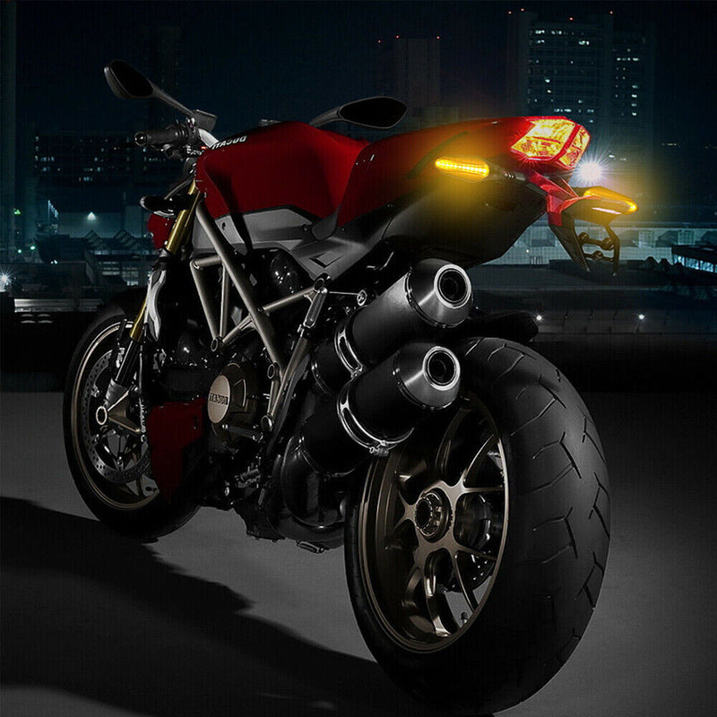 4 Pcs Universal Motorcycle Amber LED Turn Signals Lights Blinker Lamp Indicators