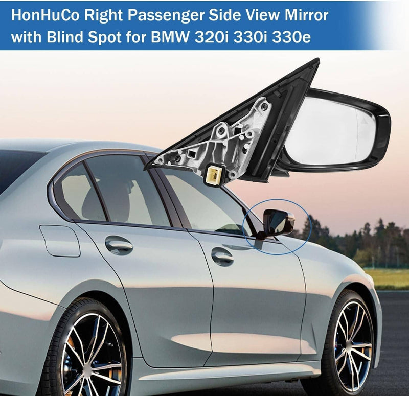 Passenger Side Mirror Blind Spot for BMW 320i 330i 330e 2019-2023 Black