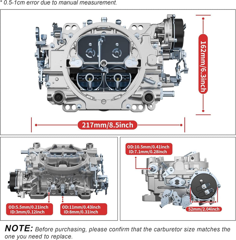 1403 4 Barrel Carburetor Electric Choke 500 CFM Replacement for Edelbrock