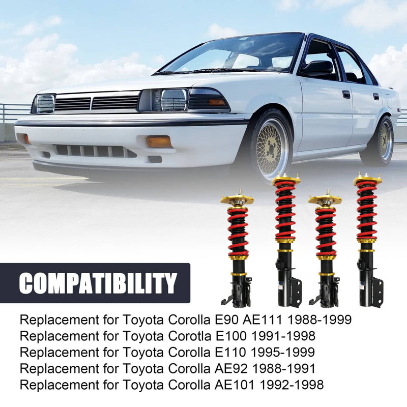 4PCS Coilovers Struts Suspension for 88-99 Toyota Corolla E100 AE101 Adj Height