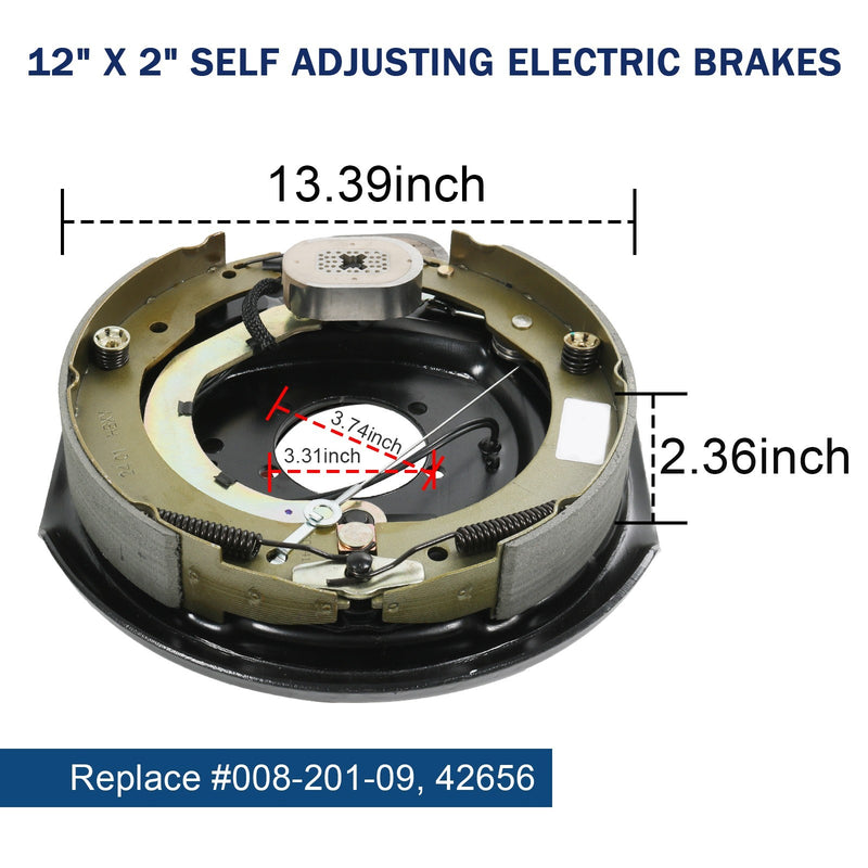 6 on 5.5" Hub Drum Kits with 12" x 2" Self-Adjusting Electric Brake
